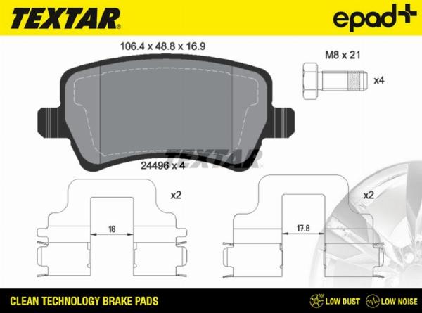 Textar 2449602CP - Тормозные колодки, дисковые, комплект abcparts.ee