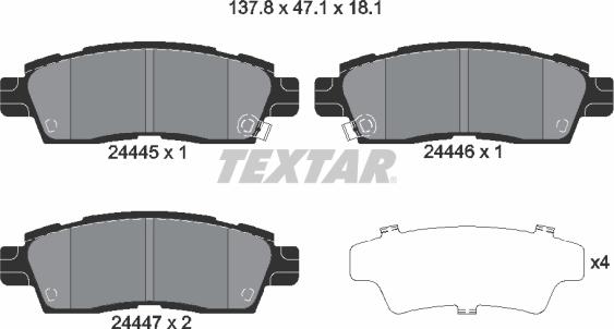 Textar 2444501 - Тормозные колодки, дисковые, комплект abcparts.ee