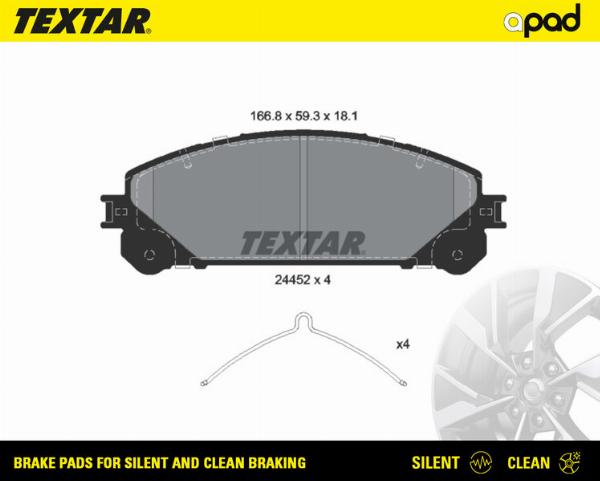 Textar 2445201SC - Тормозные колодки, дисковые, комплект abcparts.ee