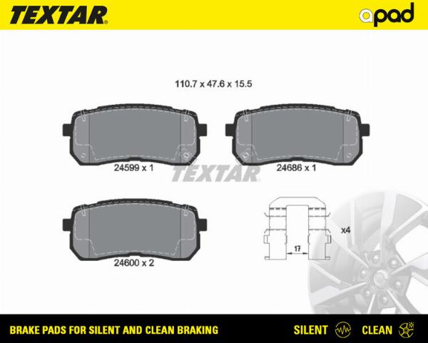 Textar 2459901SC - Тормозные колодки, дисковые, комплект abcparts.ee