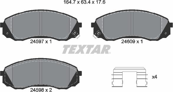 Textar 2459701 - Тормозные колодки, дисковые, комплект abcparts.ee