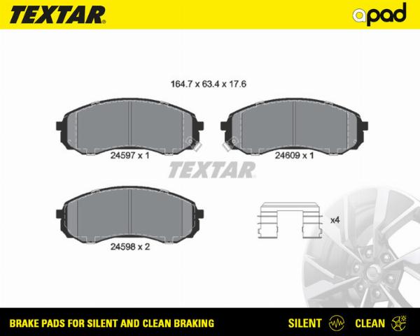 Textar 2459701SC - Тормозные колодки, дисковые, комплект abcparts.ee