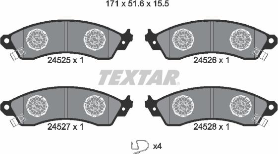 Textar 2452501 - Тормозные колодки, дисковые, комплект abcparts.ee