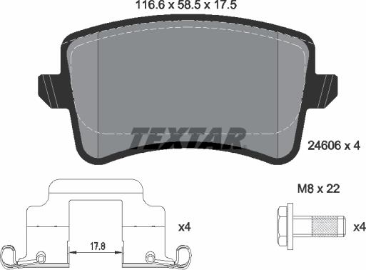 Textar 2460602 - Тормозные колодки, дисковые, комплект abcparts.ee
