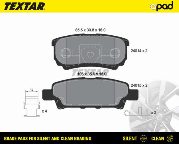 Textar 2401401SC - Тормозные колодки, дисковые, комплект abcparts.ee