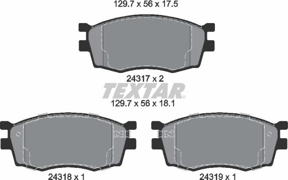 Textar 2431701SC - Тормозные колодки, дисковые, комплект abcparts.ee