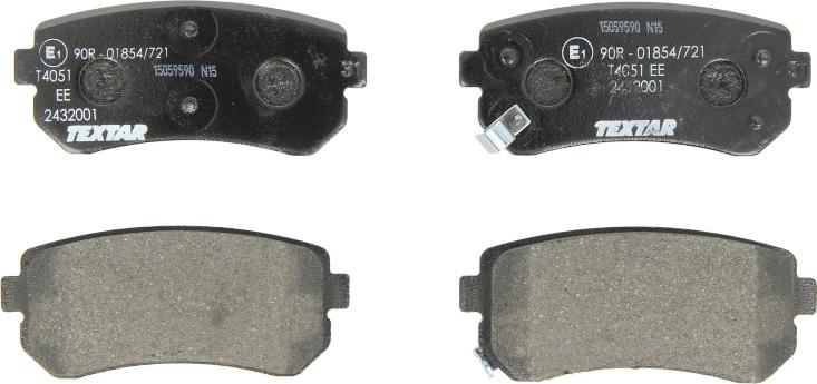 Textar 2432001 - Тормозные колодки, дисковые, комплект abcparts.ee