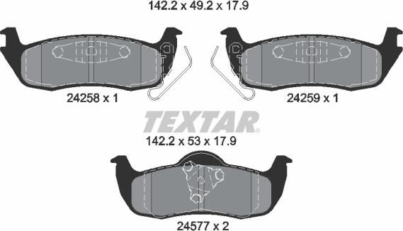 Textar 2425801 - Тормозные колодки, дисковые, комплект abcparts.ee