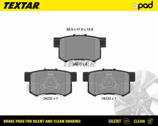 Textar 2423101SC - Тормозные колодки, дисковые, комплект abcparts.ee