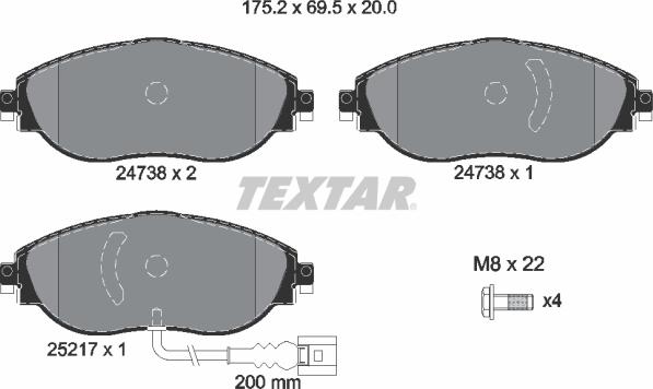 Textar 2473803 - Тормозные колодки, дисковые, комплект abcparts.ee