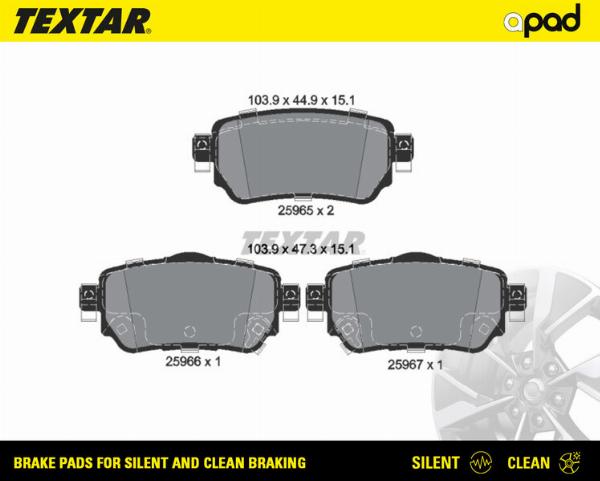 Textar 2596501SC - Тормозные колодки, дисковые, комплект abcparts.ee