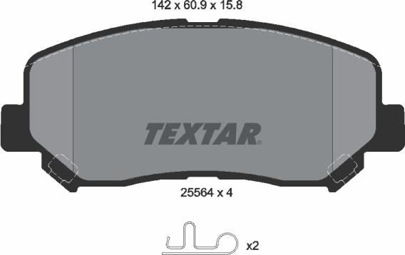 Textar 2556401 - Тормозные колодки, дисковые, комплект abcparts.ee