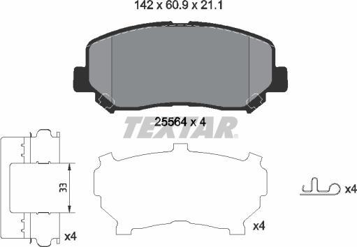 Textar 2556403 - Тормозные колодки, дисковые, комплект abcparts.ee