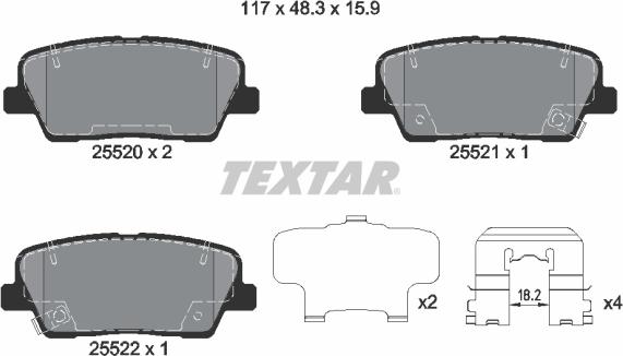 Textar 2552001 - Тормозные колодки, дисковые, комплект abcparts.ee