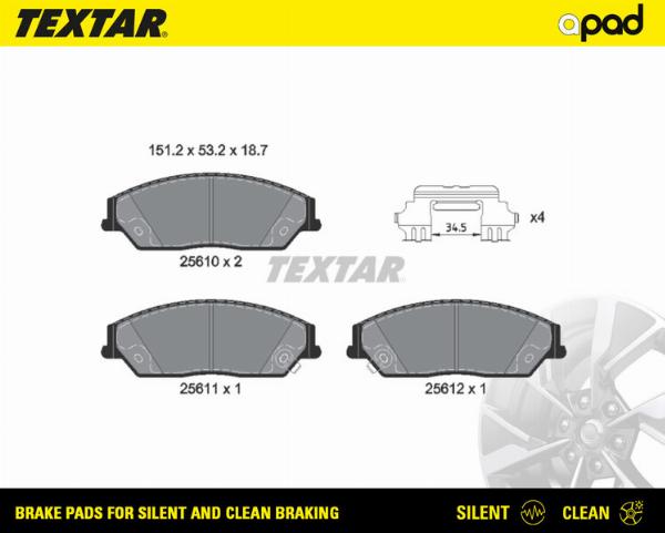 Textar 2561001SC - Тормозные колодки, дисковые, комплект abcparts.ee