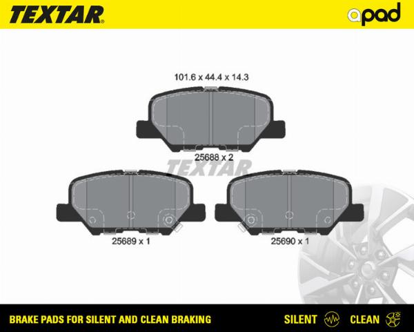 Textar 2568801SC - Тормозные колодки, дисковые, комплект abcparts.ee