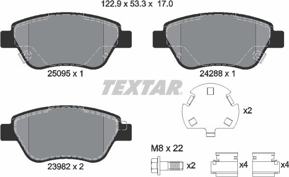 Textar 2509501 - Тормозные колодки, дисковые, комплект abcparts.ee
