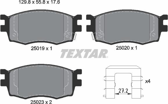Textar 2501901 - Тормозные колодки, дисковые, комплект abcparts.ee