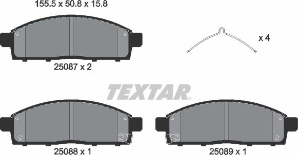 Textar 2508703 - Тормозные колодки, дисковые, комплект abcparts.ee