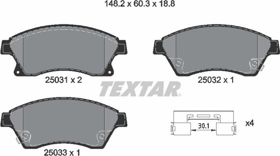 Textar 2503181 - Тормозные колодки, дисковые, комплект abcparts.ee