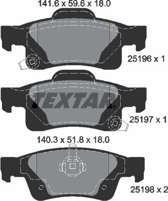 Textar 2519601 - Тормозные колодки, дисковые, комплект abcparts.ee