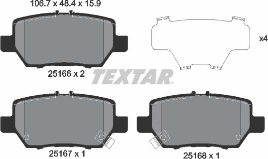 Textar 2516601 - Тормозные колодки, дисковые, комплект abcparts.ee