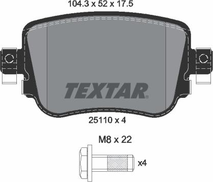 Textar 2511003 - Тормозные колодки, дисковые, комплект abcparts.ee