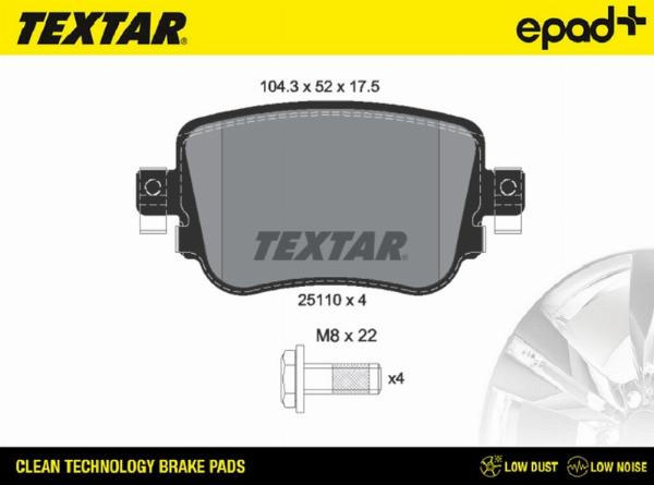 Textar 2511003CP - Тормозные колодки, дисковые, комплект abcparts.ee