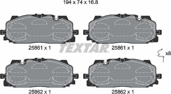 Textar 2586101 - Тормозные колодки, дисковые, комплект abcparts.ee