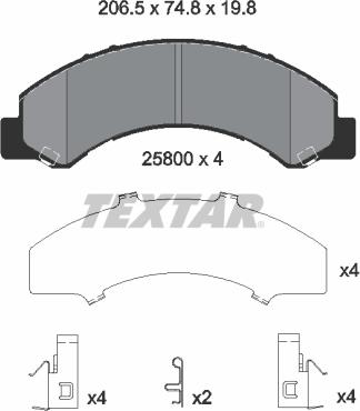 Textar 2580001 - Тормозные колодки, дисковые, комплект abcparts.ee