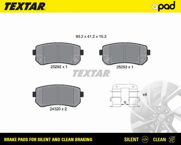 Textar 2529201SC - Тормозные колодки, дисковые, комплект abcparts.ee