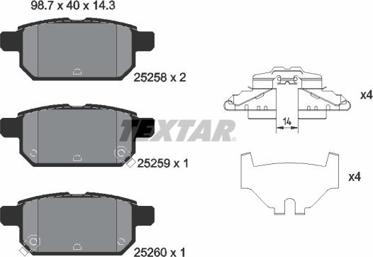 Textar 2525801 - Тормозные колодки, дисковые, комплект abcparts.ee