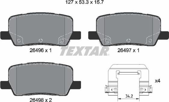 Textar 2649601 - Тормозные колодки, дисковые, комплект abcparts.ee