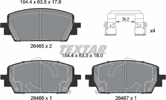 Textar 2646501 - Тормозные колодки, дисковые, комплект abcparts.ee
