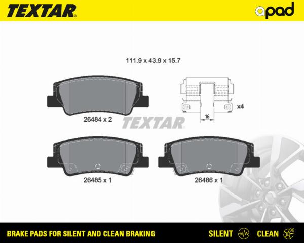 Textar 2648401SC - Тормозные колодки, дисковые, комплект abcparts.ee