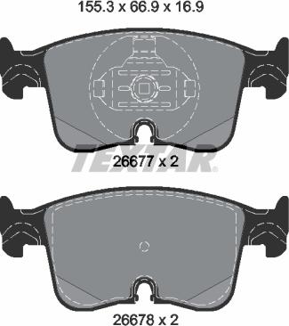 Textar 2667701 - Тормозные колодки, дисковые, комплект abcparts.ee