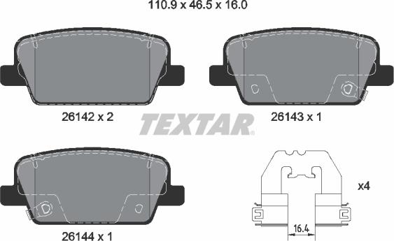Textar 2614201 - Тормозные колодки, дисковые, комплект abcparts.ee