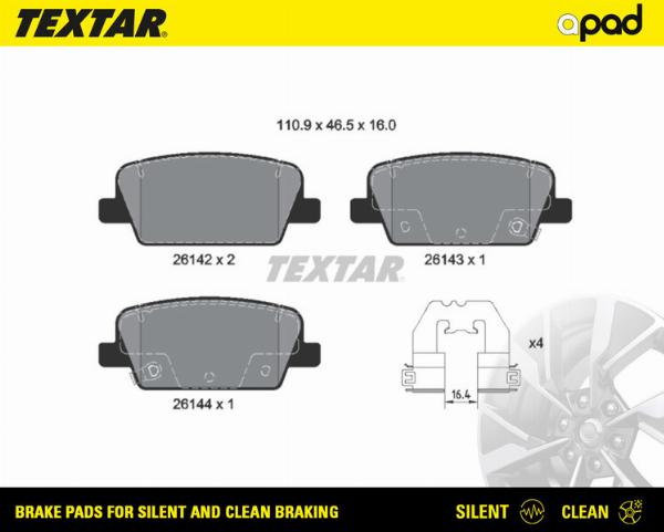 Textar 2614201SC - Тормозные колодки, дисковые, комплект abcparts.ee