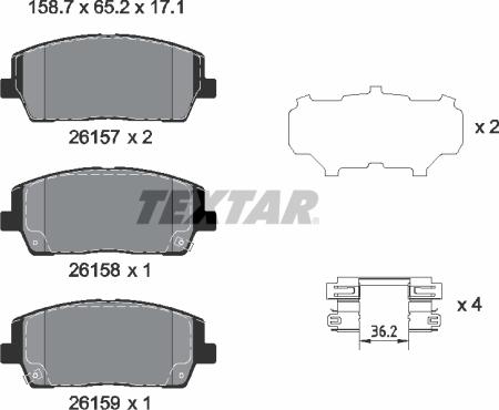 Textar 2615701 - Тормозные колодки, дисковые, комплект abcparts.ee