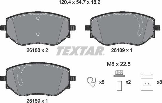 Textar 2618801 - Тормозные колодки, дисковые, комплект abcparts.ee