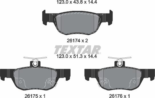 Textar 2617401 - Тормозные колодки, дисковые, комплект abcparts.ee