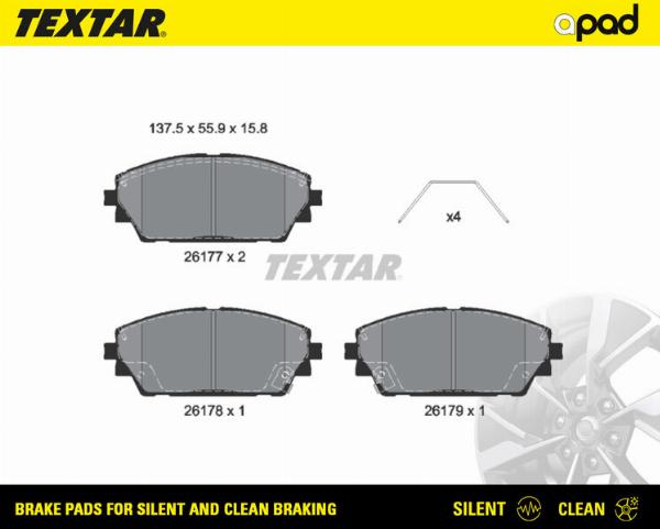 Textar 2617701SC - Тормозные колодки, дисковые, комплект abcparts.ee