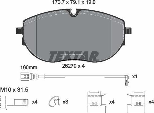 Textar 2627001 - Тормозные колодки, дисковые, комплект abcparts.ee