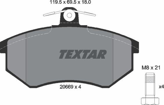Textar 2066928 - Тормозные колодки, дисковые, комплект abcparts.ee