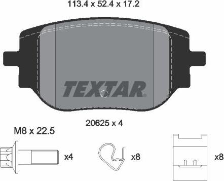 Textar 2062501 - Тормозные колодки, дисковые, комплект abcparts.ee