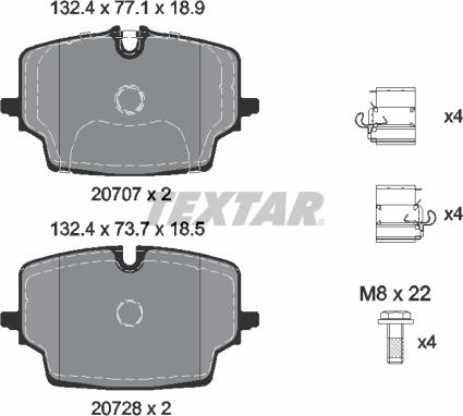 Textar 2070701 - Тормозные колодки, дисковые, комплект abcparts.ee
