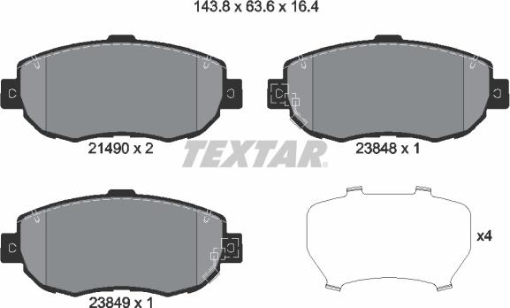Textar 2149001 - Тормозные колодки, дисковые, комплект abcparts.ee