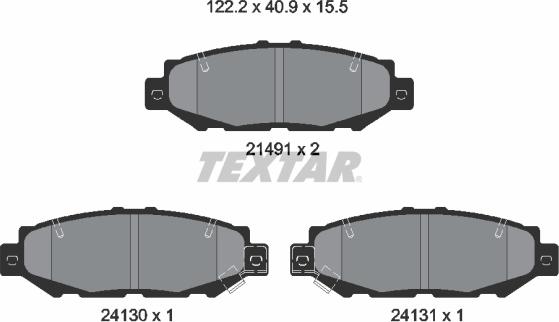 Textar 2149101 - Тормозные колодки, дисковые, комплект abcparts.ee