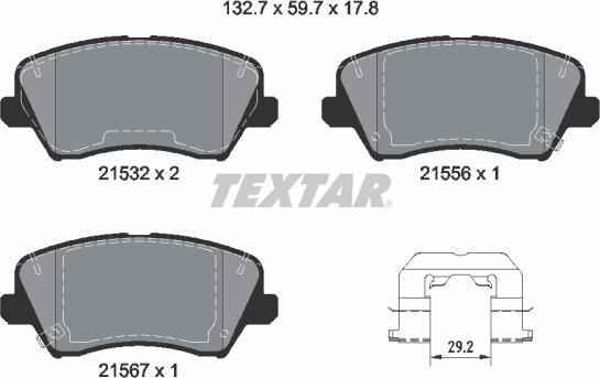 Textar 2153201 - Тормозные колодки, дисковые, комплект abcparts.ee