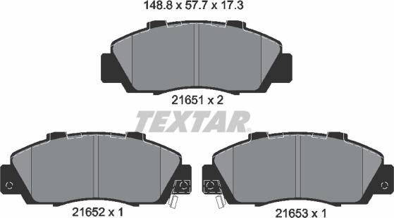 Textar 2165101 - Тормозные колодки, дисковые, комплект abcparts.ee